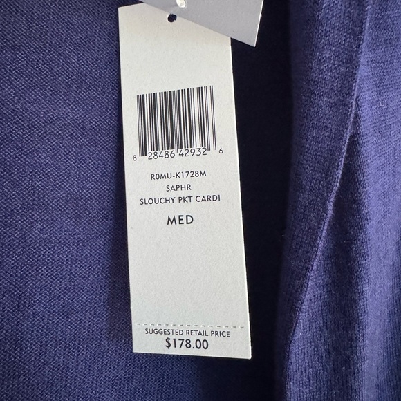 NWT Eileen Fisher Sapphire Blue Merino Wool Open Front Long Cardigan Medium - Picture 10 of 10